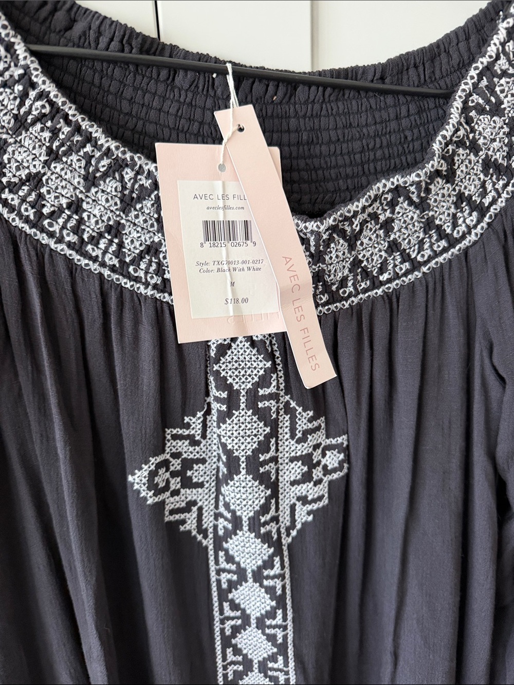 Avec Les Filles Embroidered Off-The-Shoulder Dress NWT sz M